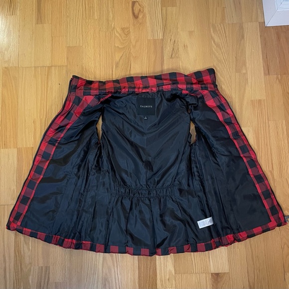 TALBOTS Red Black Buffalo Check Down Puffer Vest | Size Small - Picture 3 of 11